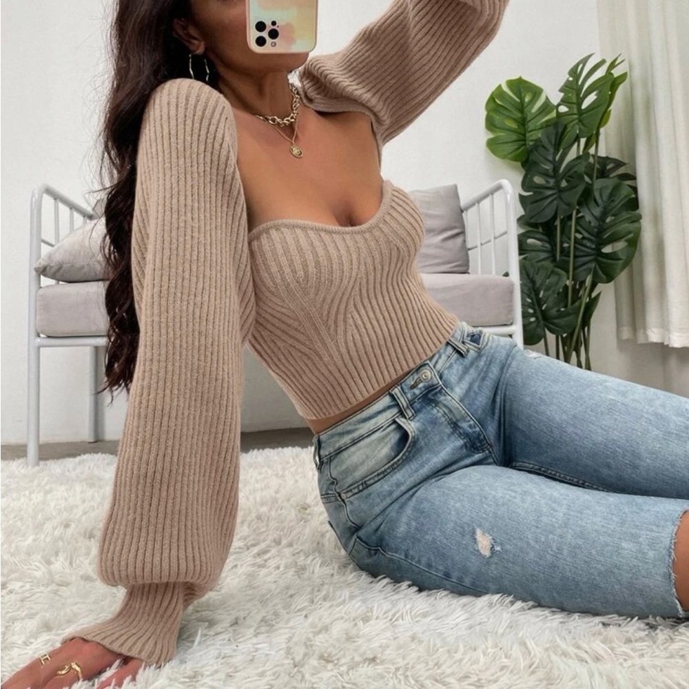 BRAND NEW. 2 piece knit tube top with bolero